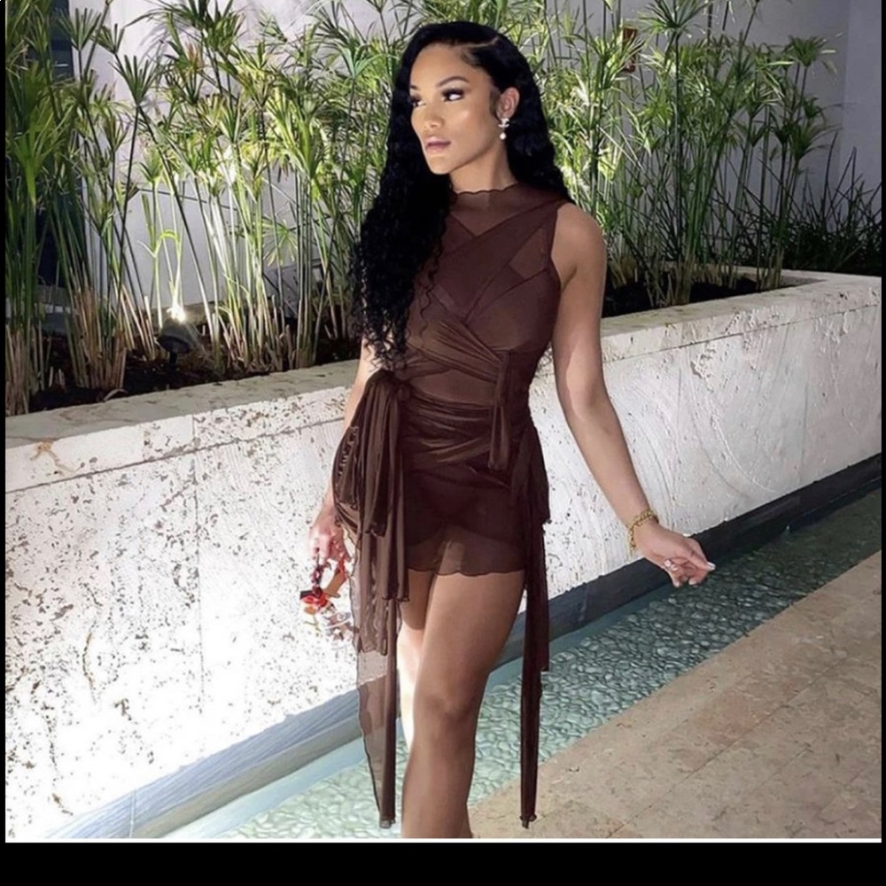 Brown wrap dress